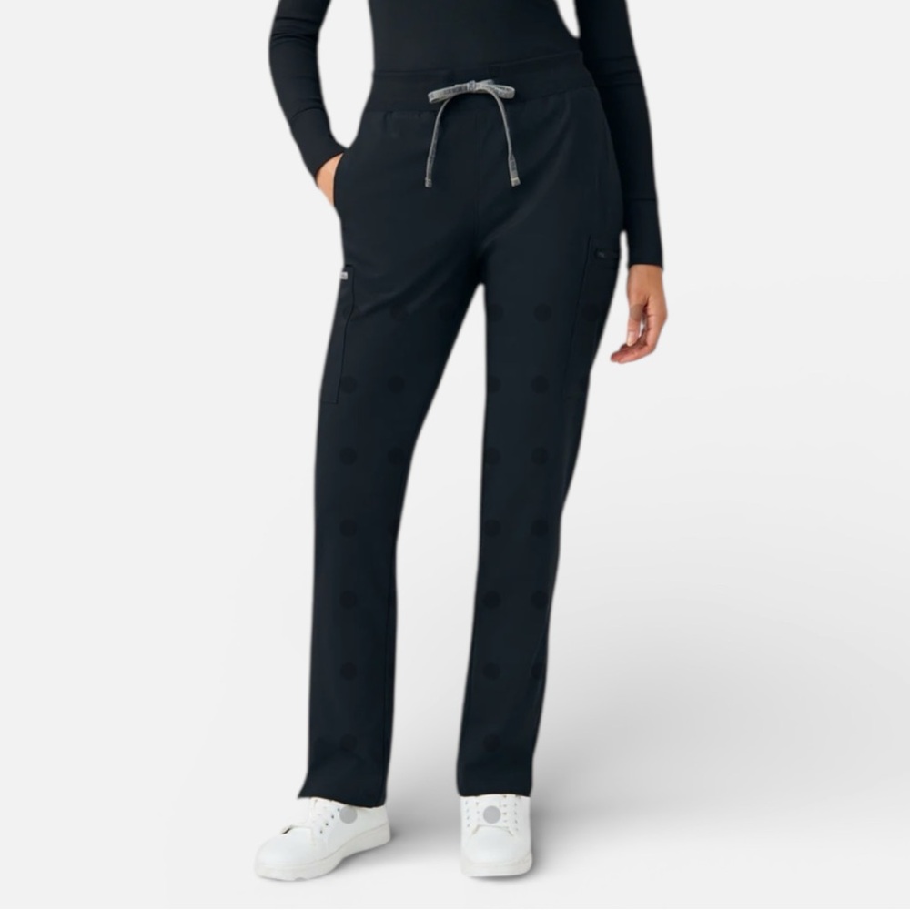 Landau Black elastic waist, drawcord, straight leg Scrub pants NWT, size S